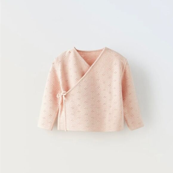 Zara WRAPPED EYELET KNIT SWEATER 6-9 months - Picture 1 of 7